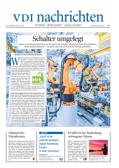 Cover der Ausgabe: VDI nachrichten Jahrgang 74 (2020), Heft 48
