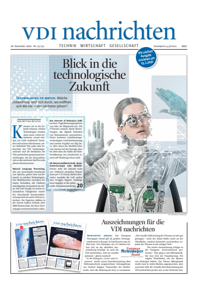 Cover der Ausgabe: VDI nachrichten Jahrgang 74 (2020), Heft 51-52
