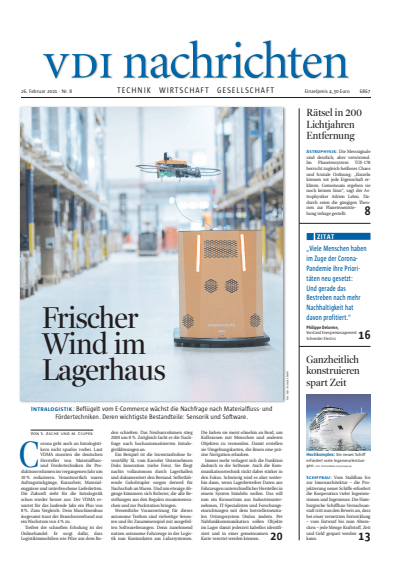 Cover der Ausgabe: VDI nachrichten Jahrgang 75 (2021), Heft 08