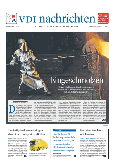 Cover der Ausgabe: VDI nachrichten Jahrgang 75 (2021), Heft 20