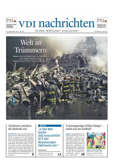 Cover der Ausgabe: VDI nachrichten Jahrgang 75 (2021), Heft 36