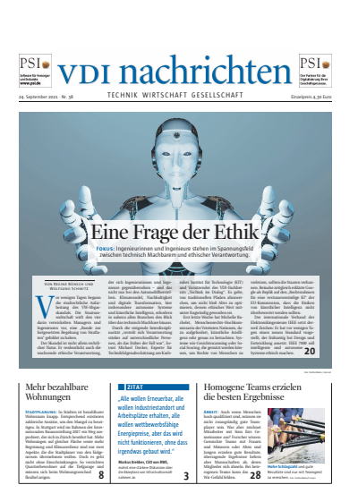 Cover der Ausgabe: VDI nachrichten Jahrgang 75 (2021), Heft 38
