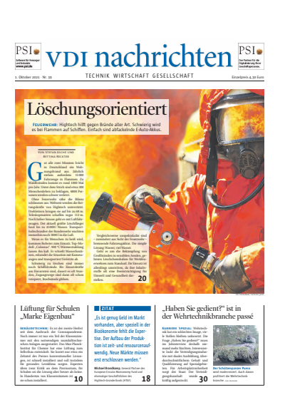 Cover der Ausgabe: VDI nachrichten Jahrgang 75 (2021), Heft 39