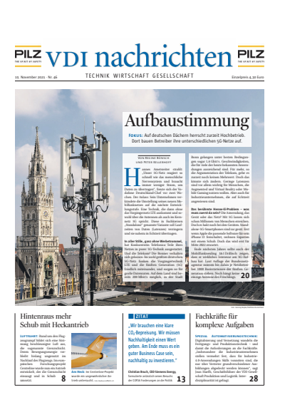 Cover der Ausgabe: VDI nachrichten Jahrgang 75 (2021), Heft 46