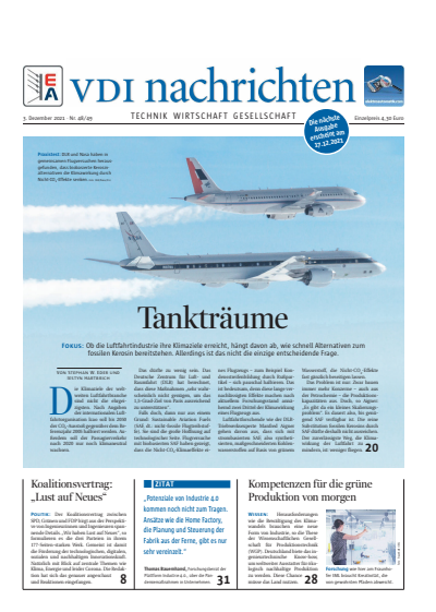 Cover der Ausgabe: VDI nachrichten Jahrgang 75 (2021), Heft 48-49