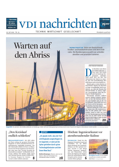 Cover of Volume: VDI nachrichten Volume 76 (2022), Edition 15