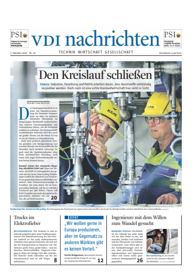 Cover of Volume: VDI nachrichten Volume 76 (2022), Edition 20