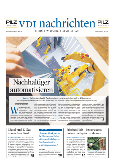 Cover of Volume: VDI nachrichten Volume 76 (2022), Edition 21
