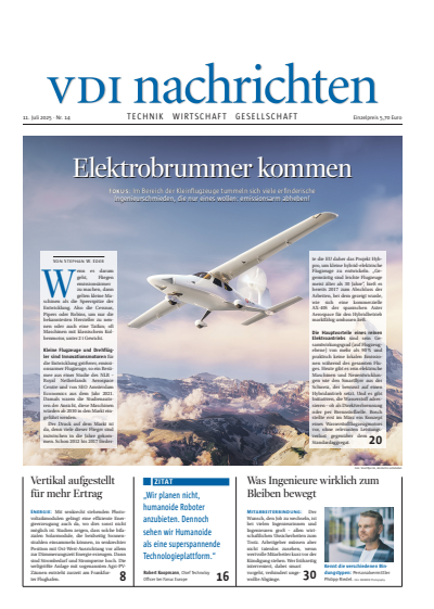 Cover der Ausgabe: VDI nachrichten Jahrgang 79 (2025), Heft 14