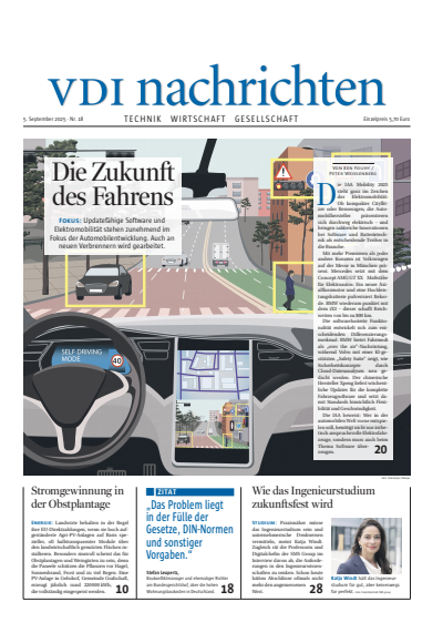 Cover der Ausgabe: VDI nachrichten Jahrgang 79 (2025), Heft 18