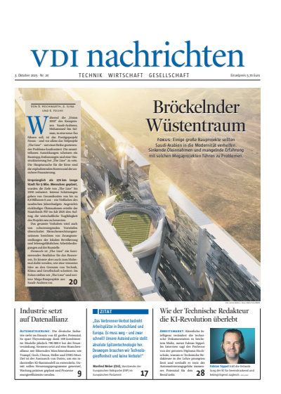Cover der Ausgabe: VDI nachrichten Jahrgang 79 (2025), Heft 20
