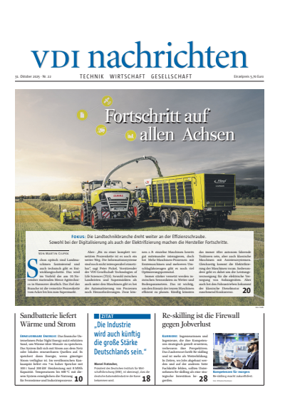 Cover der Ausgabe: VDI nachrichten Jahrgang 79 (2025), Heft 22