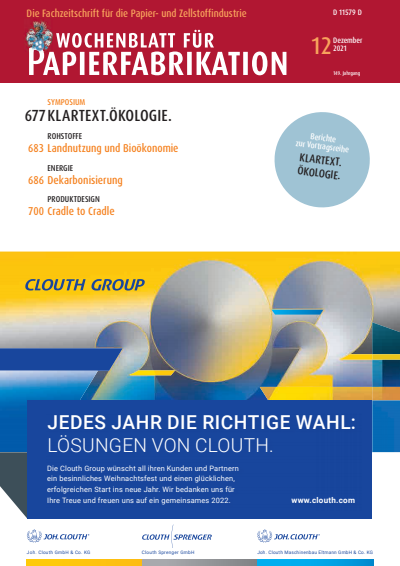 Cover der Ausgabe: Wochenblatt für Papierfabrikation Jahrgang 149 (2021), Heft 12