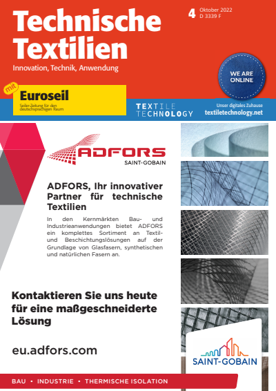 Cover der Ausgabe: Technische Textilien Jahrgang 65 (2022), Heft 4