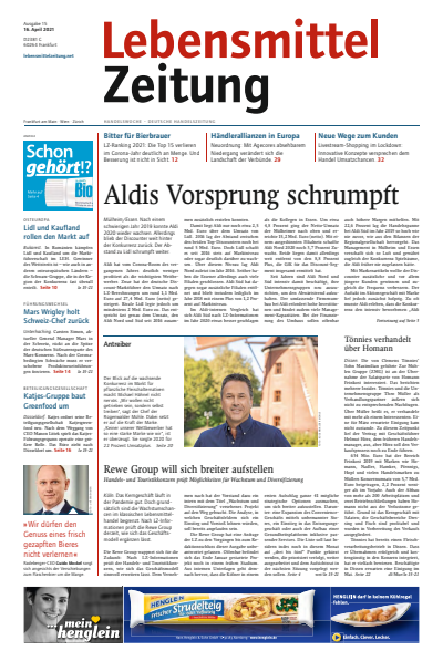 Cover der Ausgabe: Lebensmittel Zeitung Jahrgang 73 (2021), Heft 15