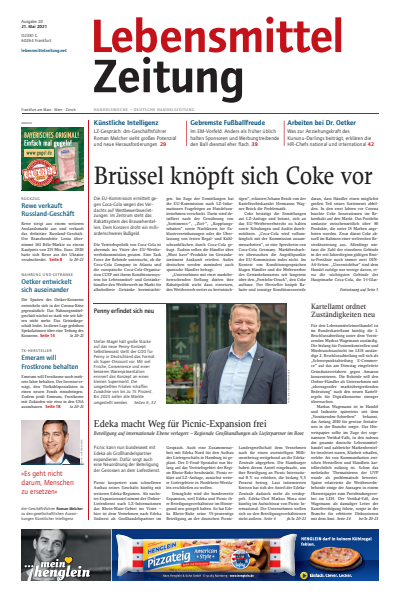 Cover der Ausgabe: Lebensmittel Zeitung Jahrgang 73 (2021), Heft 20