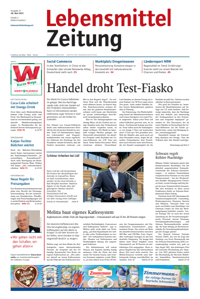 Cover der Ausgabe: Lebensmittel Zeitung Jahrgang 73 (2021), Heft 21