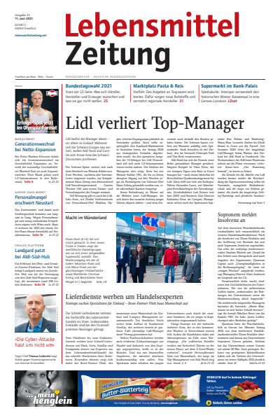 Cover der Ausgabe: Lebensmittel Zeitung Jahrgang 73 (2021), Heft 23