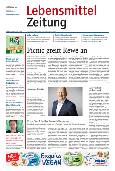 Cover der Ausgabe: Lebensmittel Zeitung Jahrgang 73 (2021), Heft 38