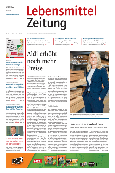 Cover der Ausgabe: Lebensmittel Zeitung Jahrgang 74 (2022), Heft 12