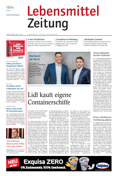 Cover der Ausgabe: Lebensmittel Zeitung Jahrgang 74 (2022), Heft 13