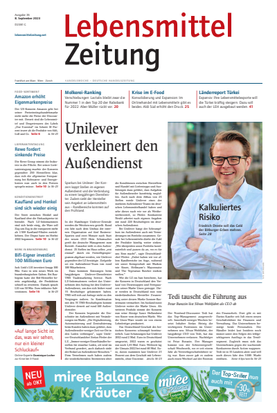 Cover der Ausgabe: Lebensmittel Zeitung Jahrgang 75 (2023), Heft 36