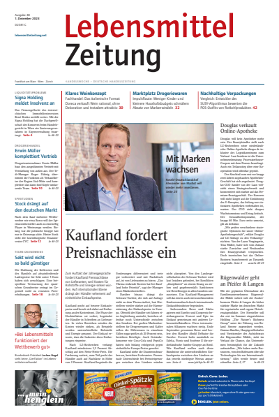 Cover der Ausgabe: Lebensmittel Zeitung Jahrgang 75 (2023), Heft 48