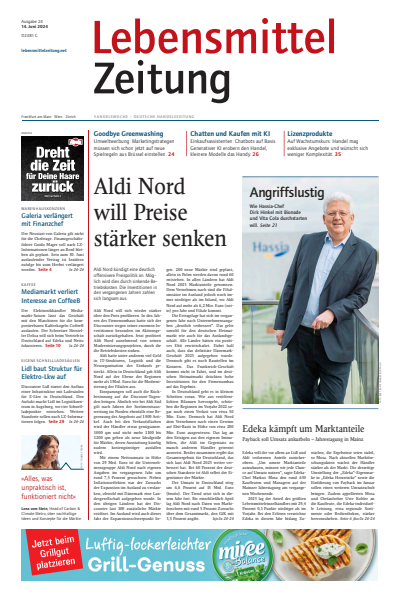 Cover der Ausgabe: Lebensmittel Zeitung Jahrgang 76 (2024), Heft 24