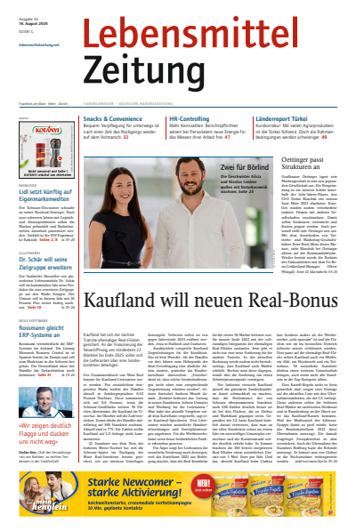 Cover der Ausgabe: Lebensmittel Zeitung Jahrgang 76 (2024), Heft 33