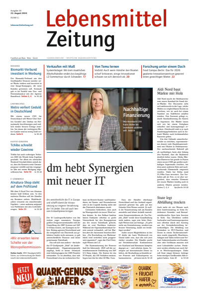 Cover der Ausgabe: Lebensmittel Zeitung Jahrgang 76 (2024), Heft 34