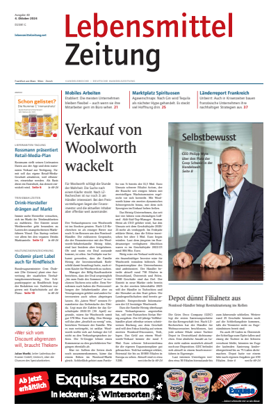 Cover der Ausgabe: Lebensmittel Zeitung Jahrgang 76 (2024), Heft 40