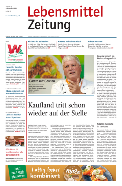 Cover der Ausgabe: Lebensmittel Zeitung Jahrgang 76 (2024), Heft 49