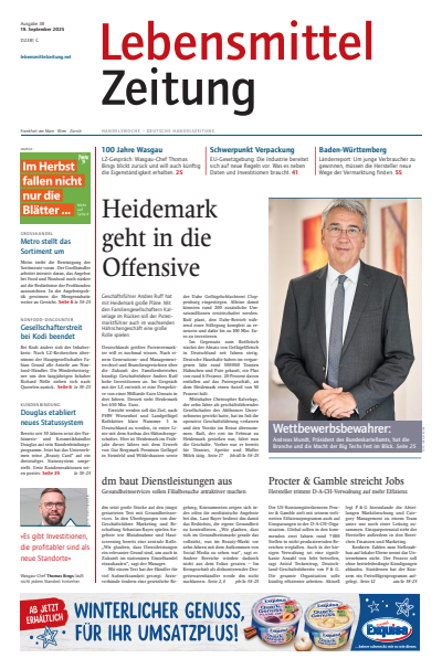 Cover der Ausgabe: Lebensmittel Zeitung Jahrgang 77 (2025), Heft 38