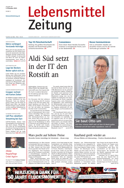 Cover der Ausgabe: Lebensmittel Zeitung Jahrgang 77 (2025), Heft 49