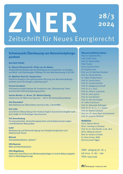 Cover der Ausgabe: Zeitschrift für Neues Energierecht Jahrgang 5 (2024), Heft 3