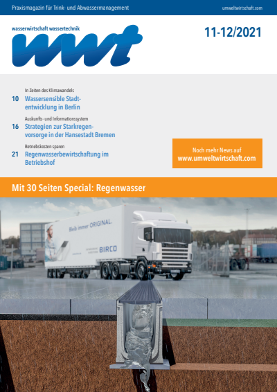 Cover der Ausgabe: wwt Wasserwirtschaft Wassertechnik Jahrgang 70 (2021), Heft 11-12