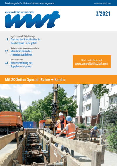 Cover der Ausgabe: wwt Wasserwirtschaft Wassertechnik Jahrgang 70 (2021), Heft 3