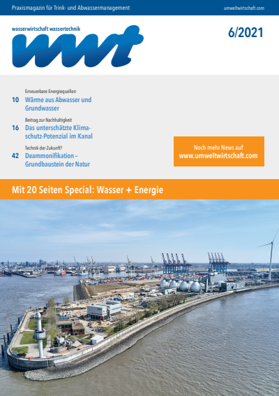 Cover der Ausgabe: wwt Wasserwirtschaft Wassertechnik Jahrgang 70 (2021), Heft 6