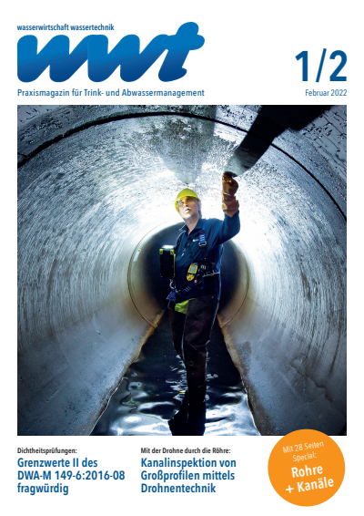Cover der Ausgabe: wwt Wasserwirtschaft Wassertechnik Jahrgang 71 (2022), Heft 1-2
