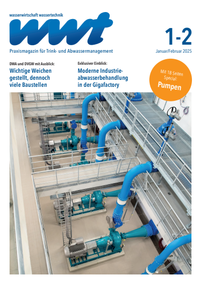 Cover der Ausgabe: wwt Wasserwirtschaft Wassertechnik Jahrgang 74 (2025), Heft 1-2