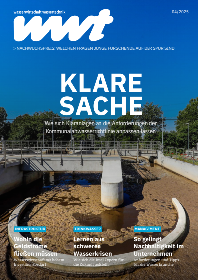 Cover der Ausgabe: wwt Wasserwirtschaft Wassertechnik Jahrgang 74 (2025), Heft 4