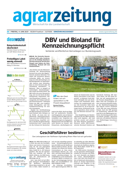 Cover der Ausgabe: agrarzeitung Jahrgang 76 (2021), Heft 22