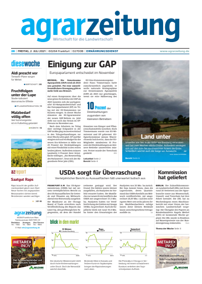 Cover der Ausgabe: agrarzeitung Jahrgang 76 (2021), Heft 26
