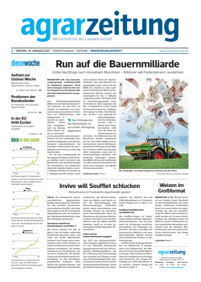 Cover der Ausgabe: agrarzeitung Jahrgang 76 (2021), Heft 2