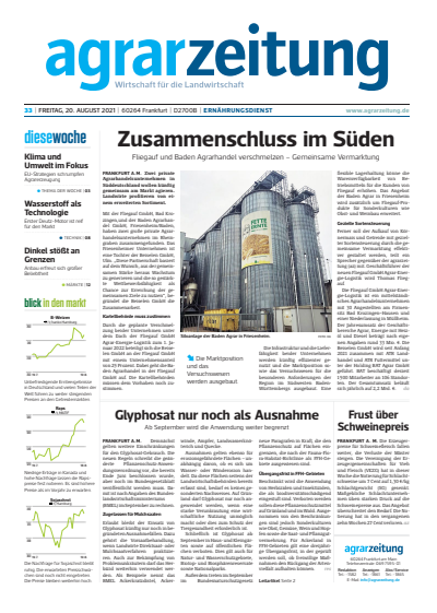 Cover der Ausgabe: agrarzeitung Jahrgang 76 (2021), Heft 33