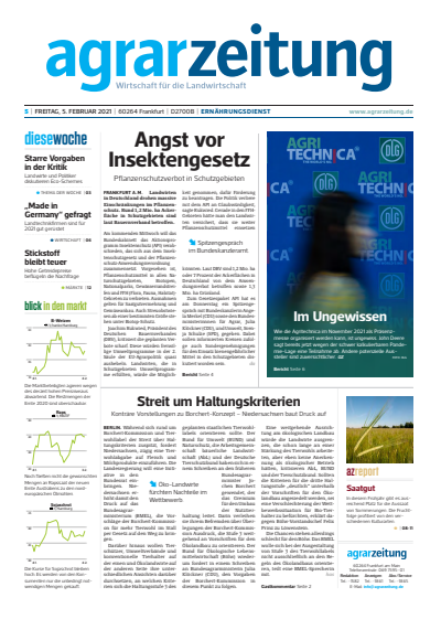 Cover der Ausgabe: agrarzeitung Jahrgang 76 (2021), Heft 5