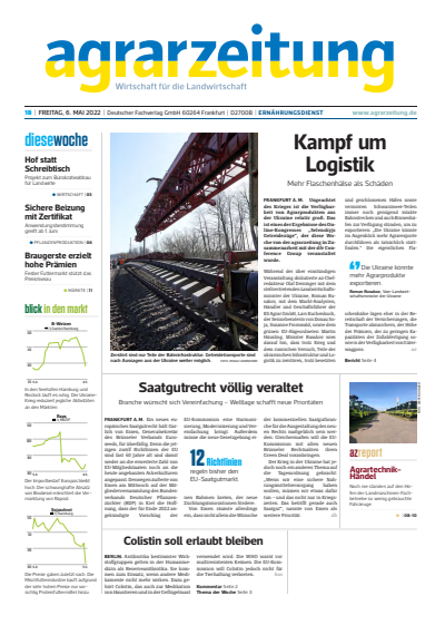 Cover of Volume: agrarzeitung Volume 77 (2022), Edition 18