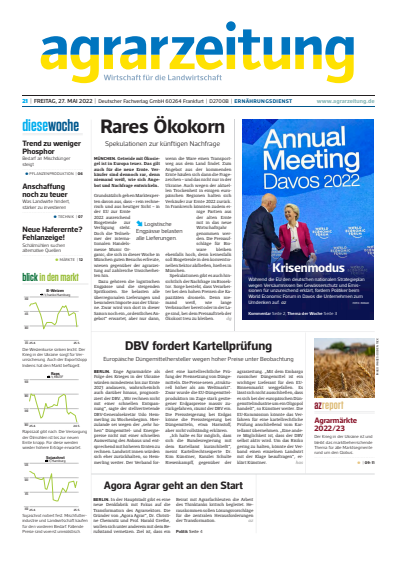 Cover of Volume: agrarzeitung Volume 77 (2022), Edition 21