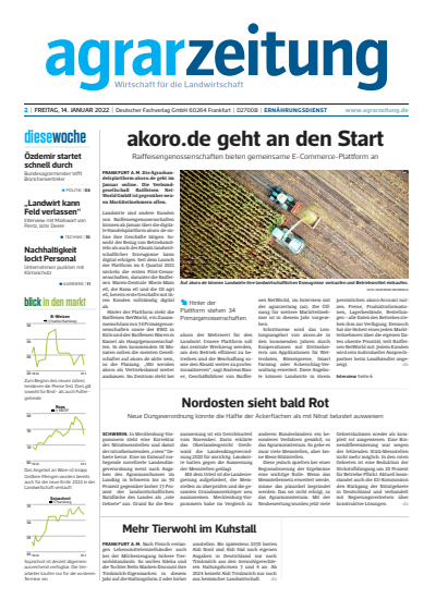 Cover der Ausgabe: agrarzeitung Jahrgang 77 (2022), Heft 2