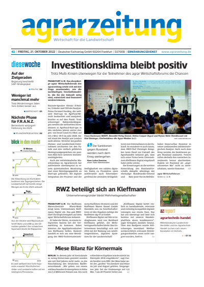 Cover of Volume: agrarzeitung Volume 77 (2022), Edition 42